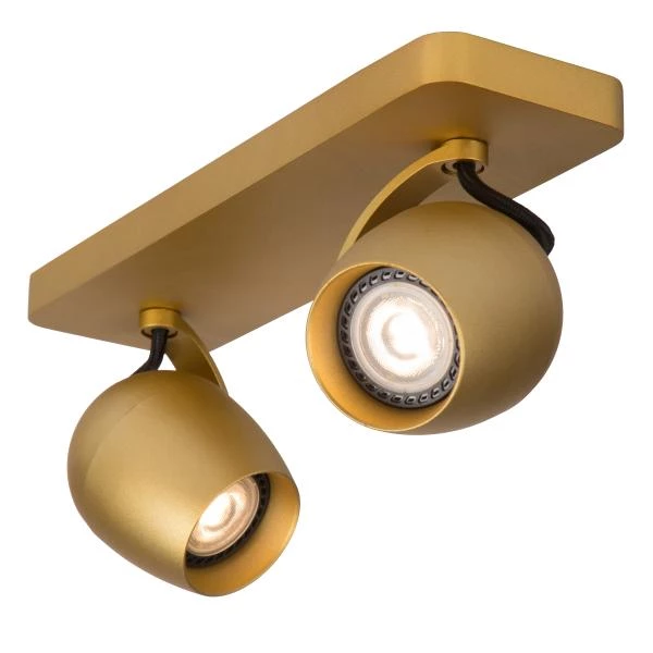 Lucide PRESTON - Spot plafond - LED Dim to warm - GU10 - 2x5W 2200K/3000K - Or Mat / Laiton - détail 3